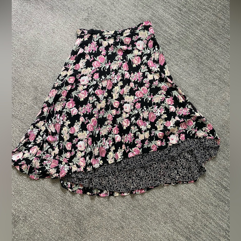 Vintage 90s Reversible Chiffon Skirt Floral